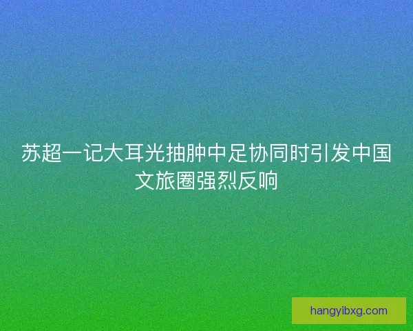 苏超一记大耳光抽肿中足协同时引发中国文旅圈强烈反响